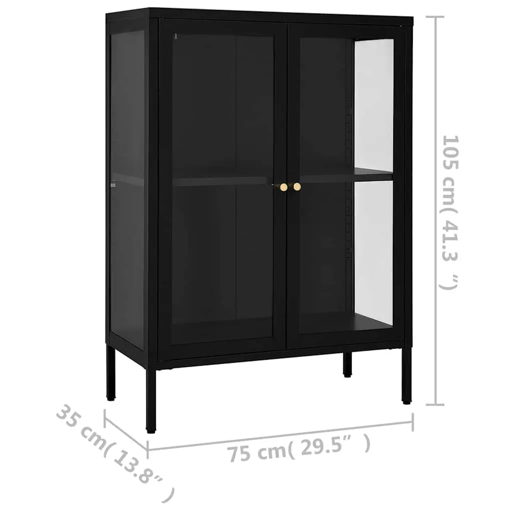Black Sideboard Storage Cabinet with Glass Doors
