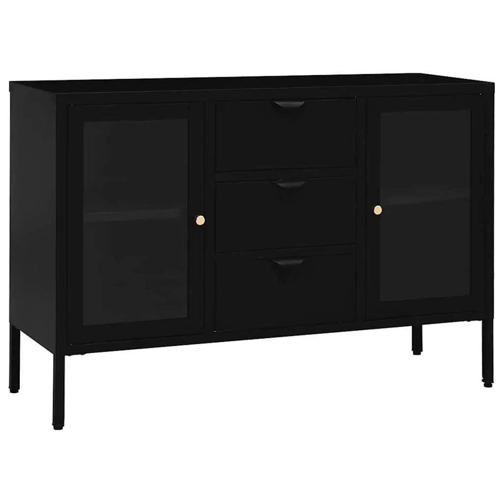 Black Sideboard 105x35x70 cm Storage Cabinet with Glass Drawers