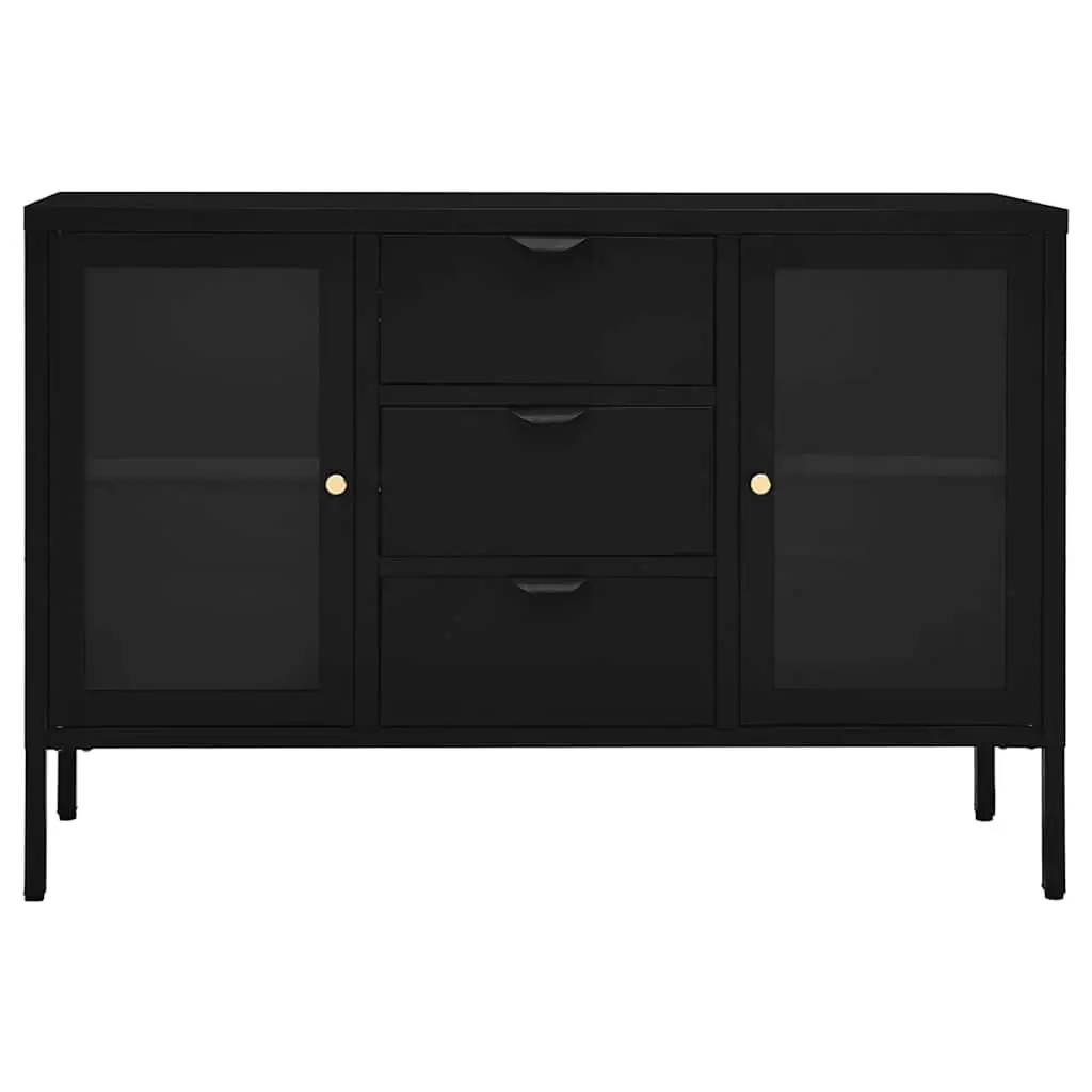 Black Sideboard 105x35x70 cm Storage Cabinet with Glass Drawers