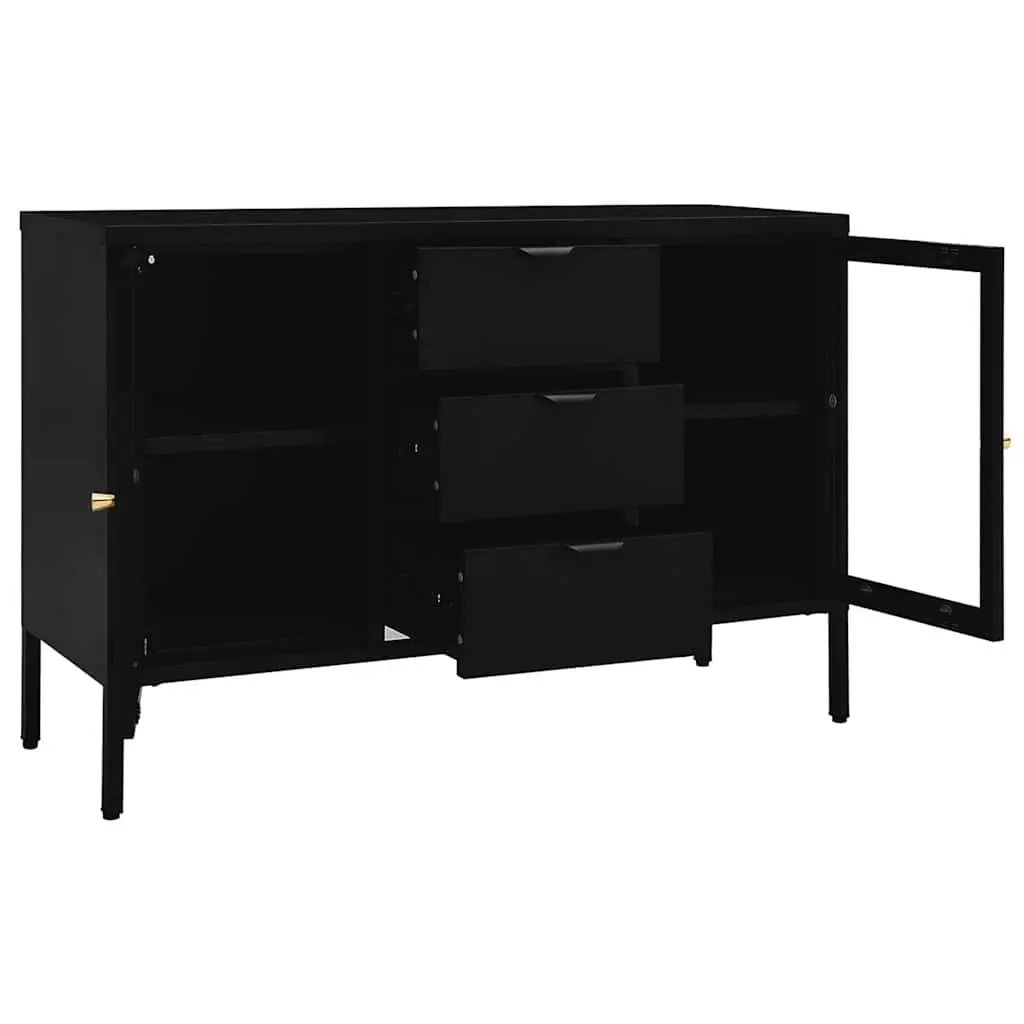 Black Sideboard 105x35x70 cm Storage Cabinet with Glass Drawers
