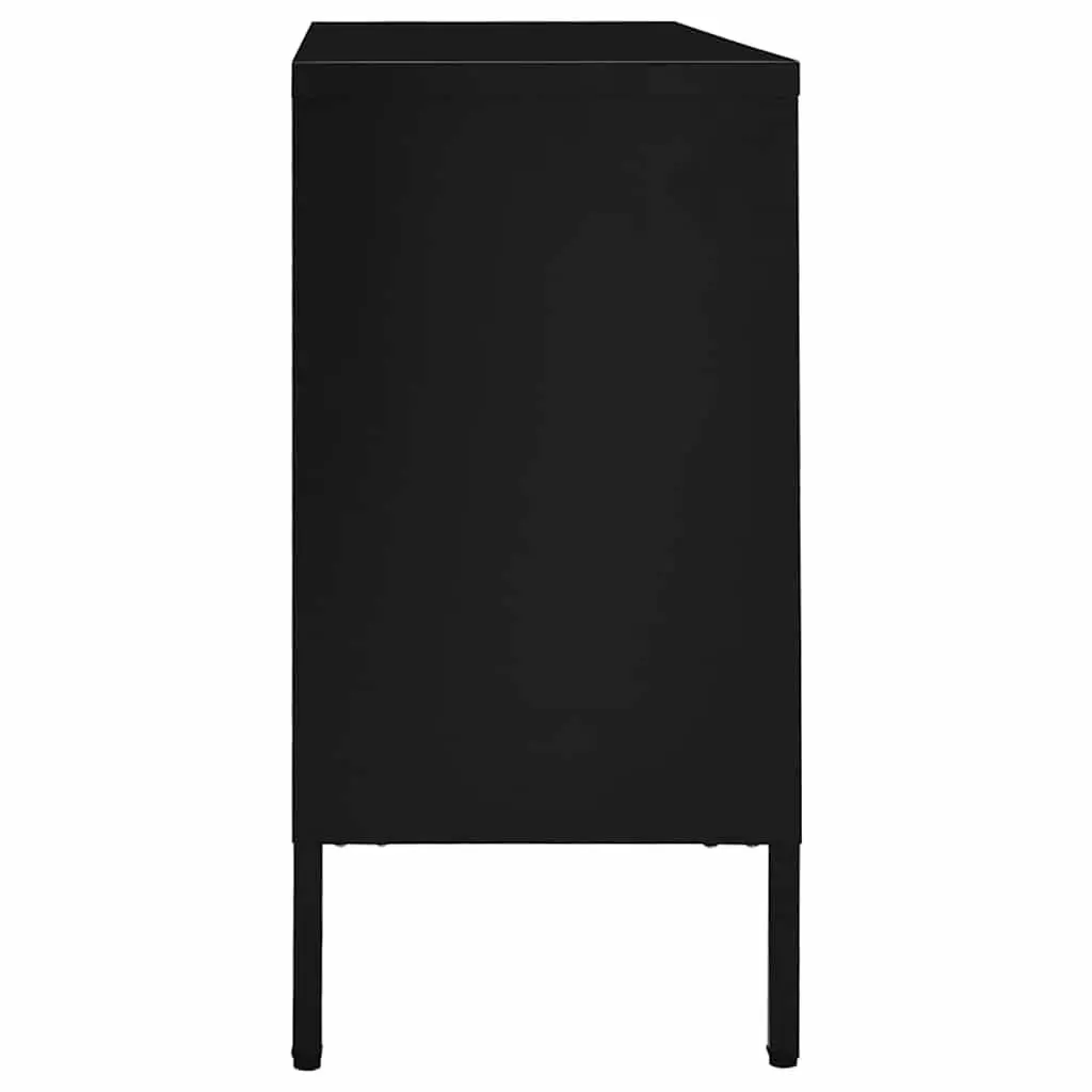 Black Sideboard 105x35x70 cm Storage Cabinet with Glass Drawers