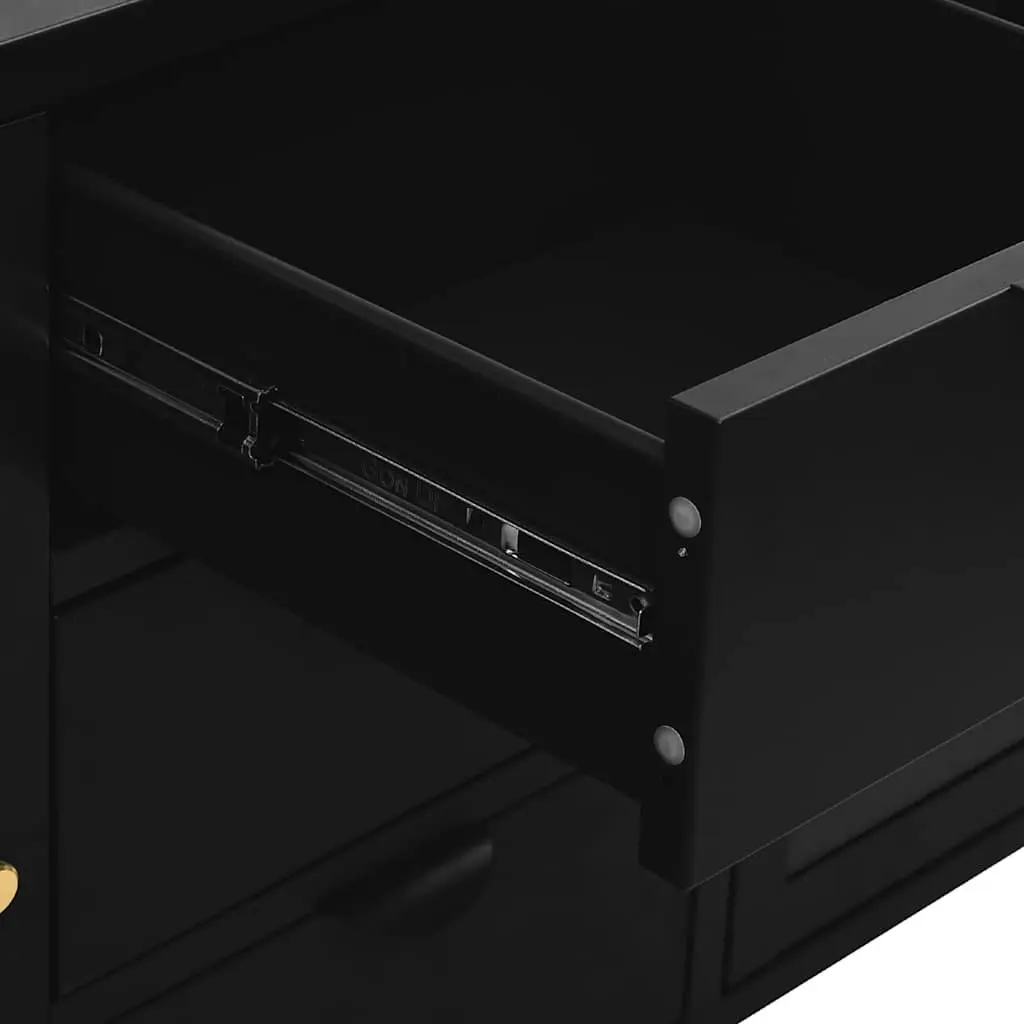 Black Sideboard 105x35x70 cm Storage Cabinet with Glass Drawers