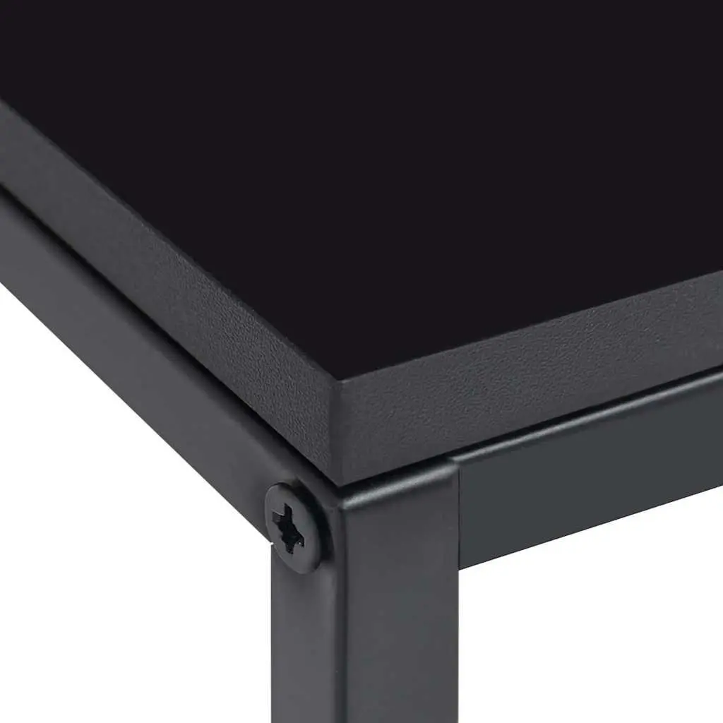 Black Steel Side Tables Set of 2 Living Room Accent Coffee Table
