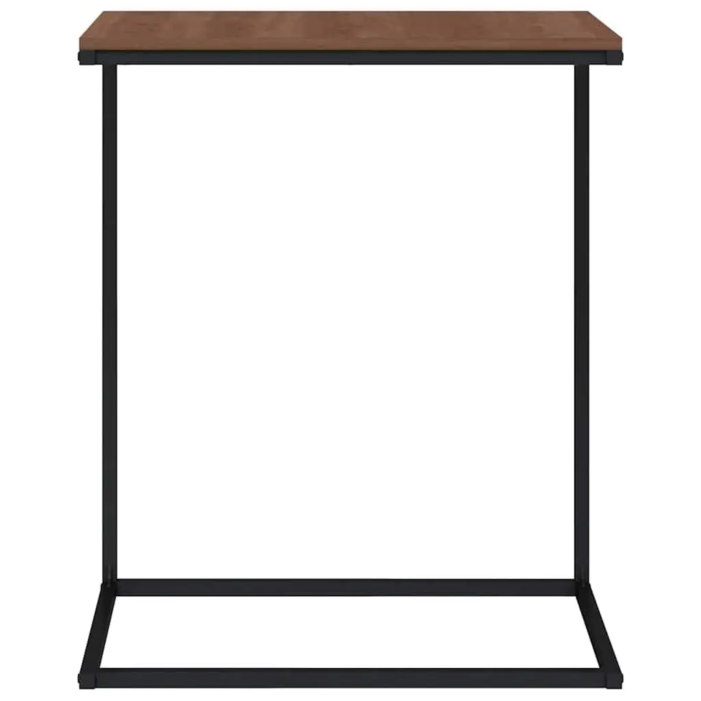 C-Shaped Side Table Black Engineered Wood Iron Frame Living Room Accent Furniture