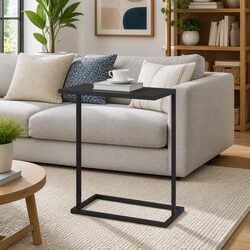 C-Shaped Black Side Table for Living Room Comfort