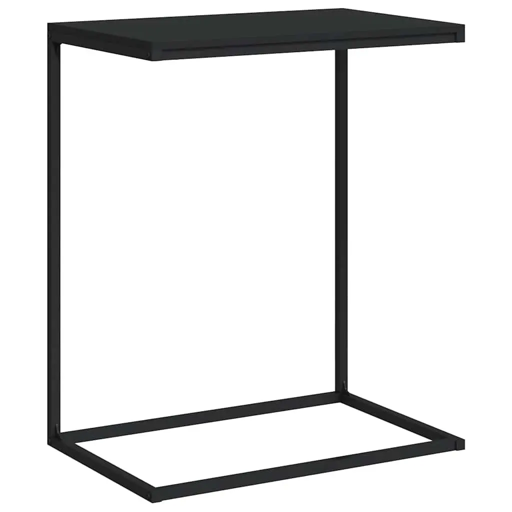 C-Shaped Side Table Black Engineered Wood Iron Living Room Couch