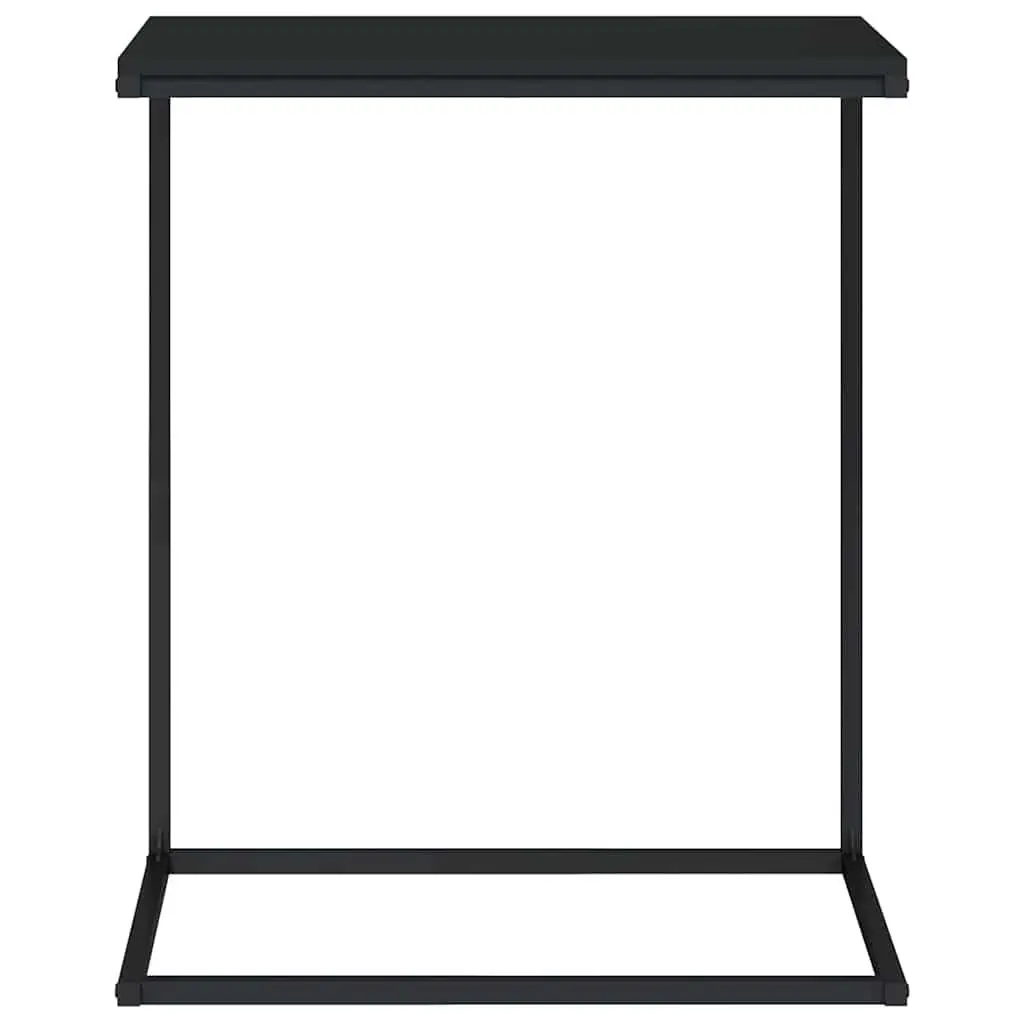 C-Shaped Side Table Black Engineered Wood Iron Living Room Couch