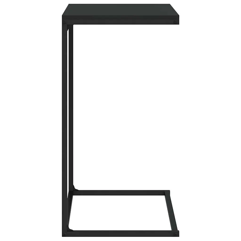 C-Shaped Side Table Black Engineered Wood Iron Living Room Couch