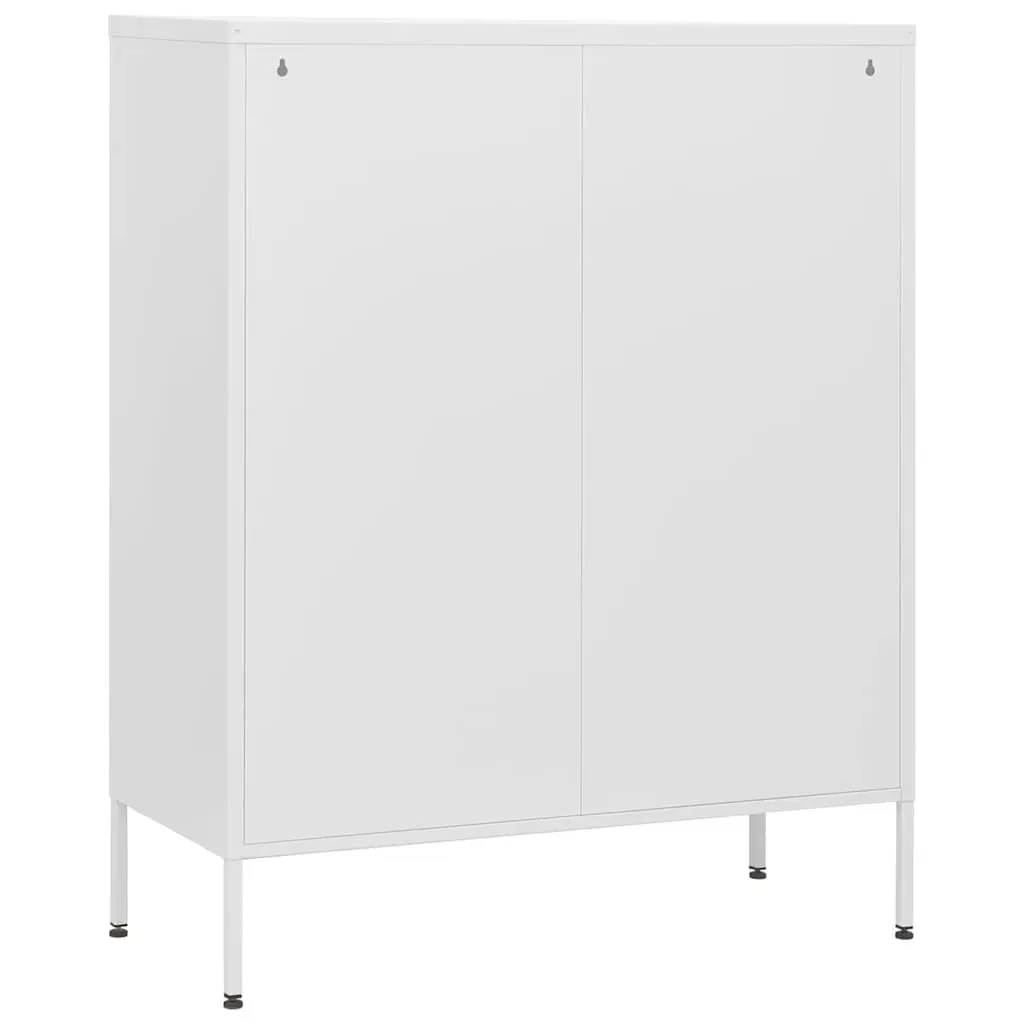 White Steel Chest of Drawers Bedroom Storage Cabinet with Fully Extendable Drawers 80x35x1015cm