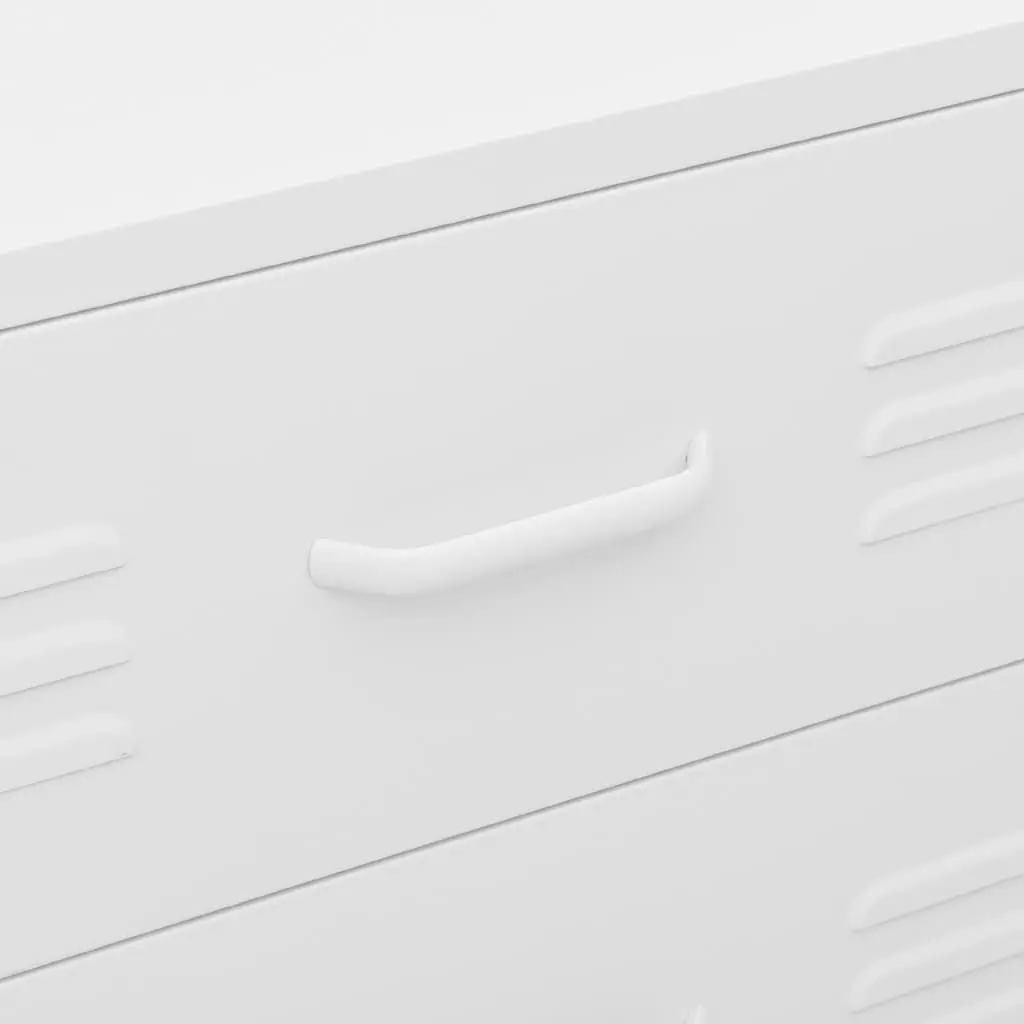 White Steel Chest of Drawers Bedroom Storage Cabinet with Fully Extendable Drawers 80x35x1015cm