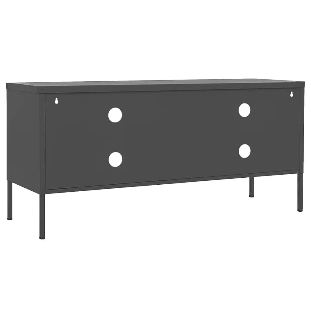 TV Cabinet Anthracite Living Room Storage Unit with Doors Shelves Steel Stand