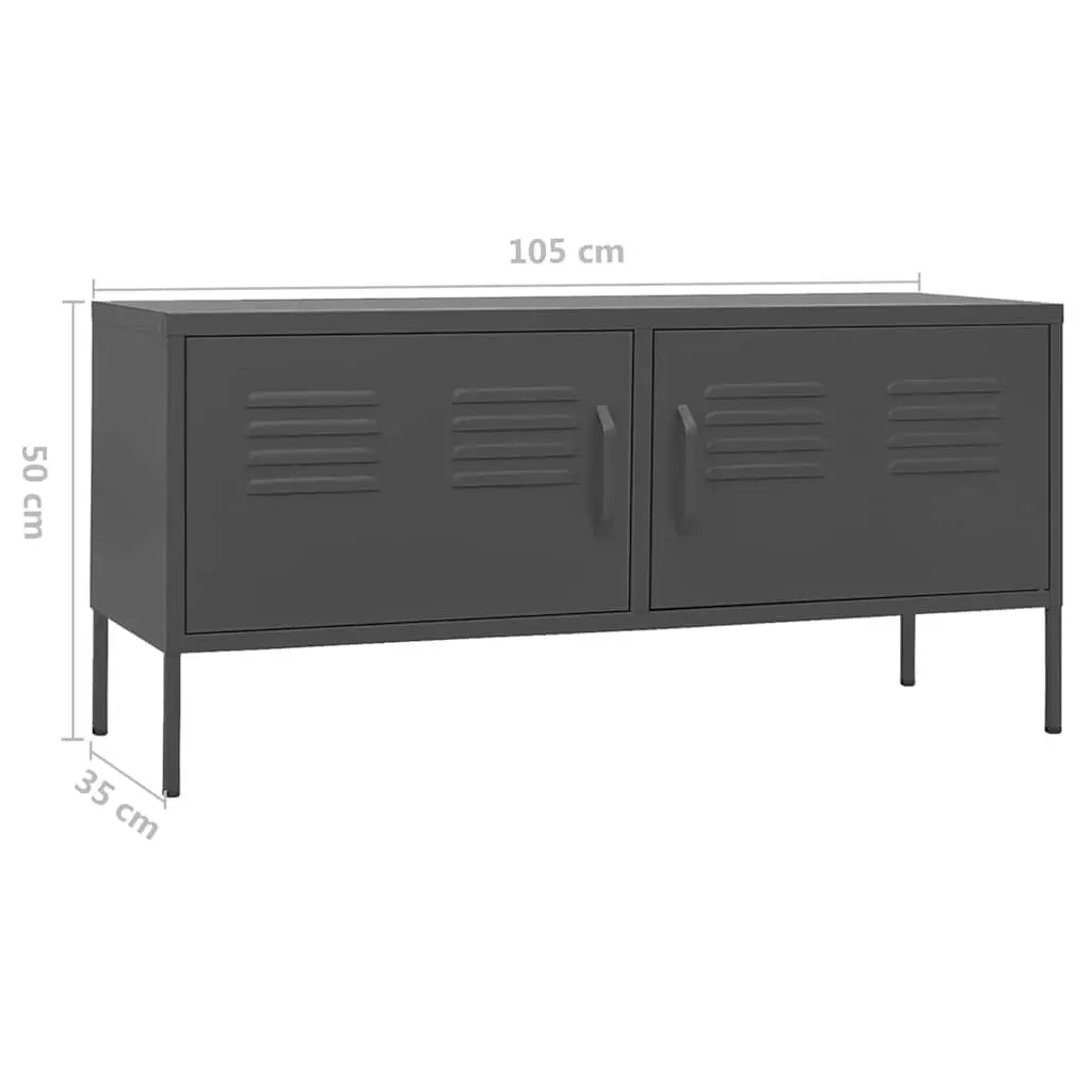 TV Cabinet Anthracite Living Room Storage Unit with Doors Shelves Steel Stand
