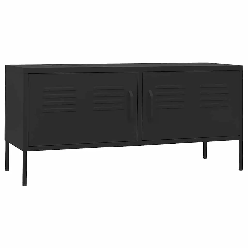 TV Cabinet Black Storage Unit 105 cm Steel Modern Living Room Furniture Stand