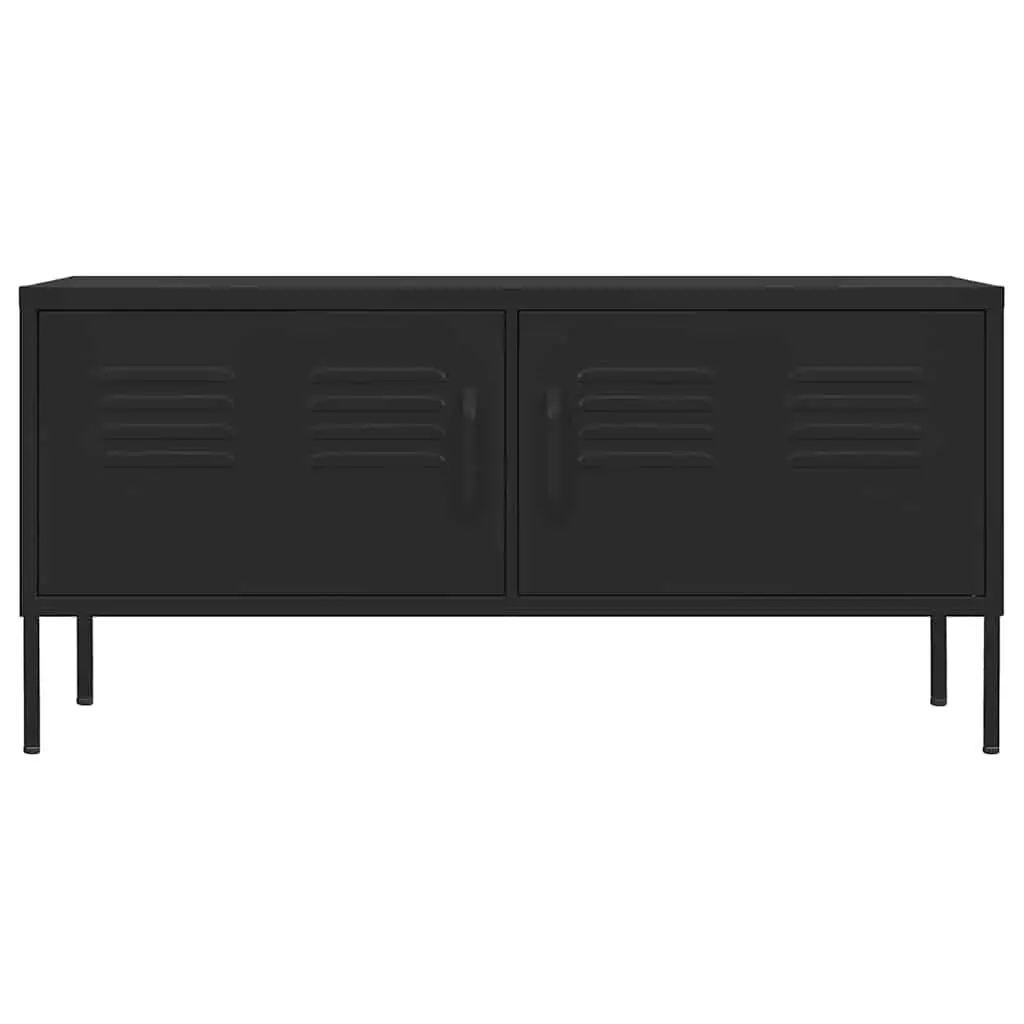TV Cabinet Black Storage Unit 105 cm Steel Modern Living Room Furniture Stand