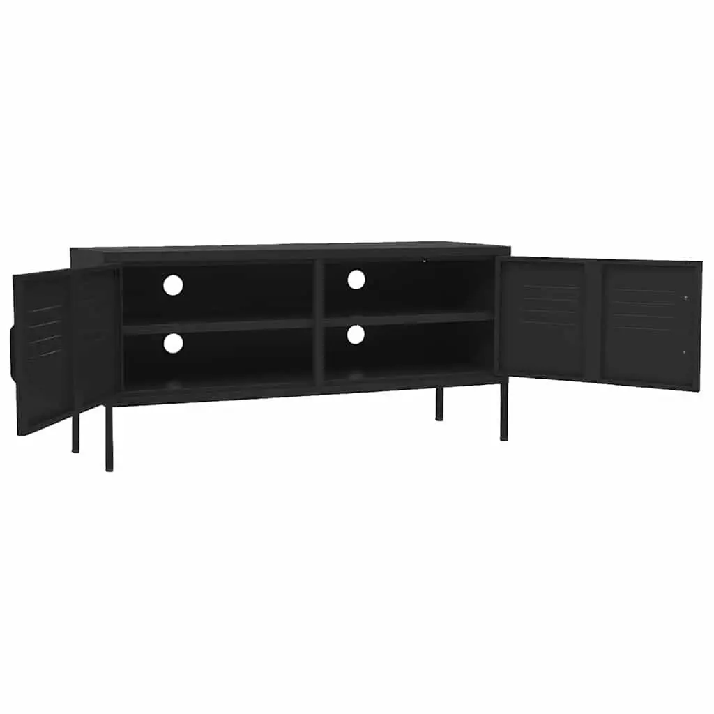 TV Cabinet Black Storage Unit 105 cm Steel Modern Living Room Furniture Stand