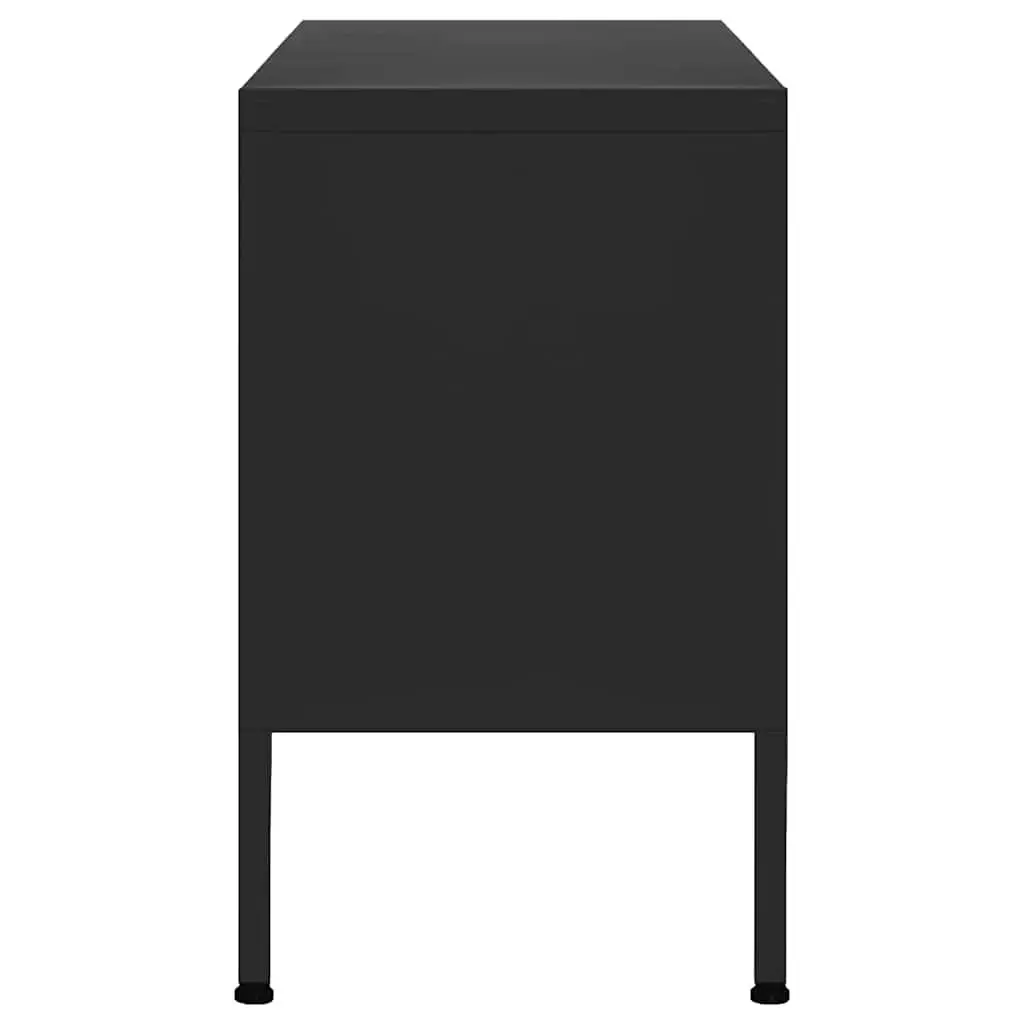 TV Cabinet Black Storage Unit 105 cm Steel Modern Living Room Furniture Stand
