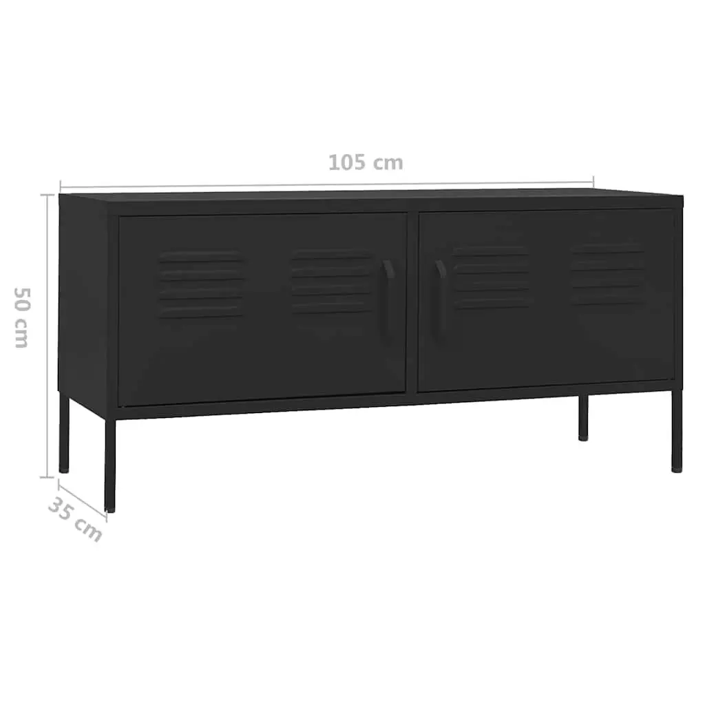 TV Cabinet Black Storage Unit 105 cm Steel Modern Living Room Furniture Stand