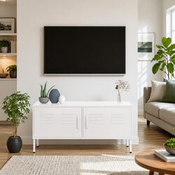 Elegant White TV Cabinet for Living Room Storage