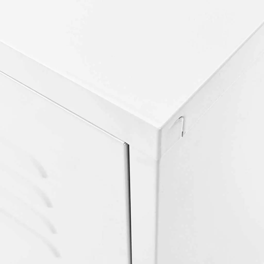 White TV Cabinet Steel Living Room Storage Unit with Doors and Shelf 105cm