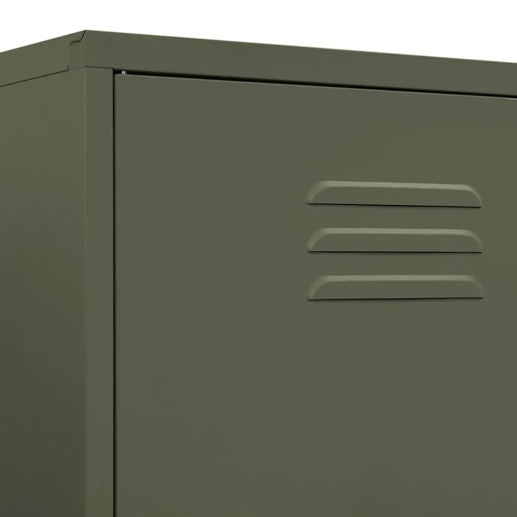 Steel Wardrobe Cabinet Olive Green 90W x 50D x 180H cm with Adjustable Shelves and Hanging Rod
