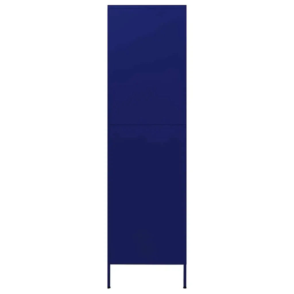 Wardrobe Cabinet Blue Steel 90W x 50D x 180H cm Storage Cupboard with 4 Shelves and Hanging Rod