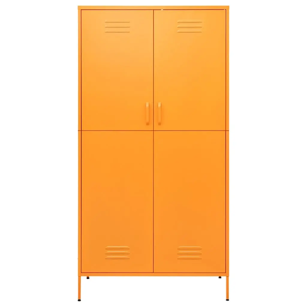 Steel Wardrobe Cabinet Yellow 90cm x 50cm x 180cm with Adjustable Shelves and Hanging Rod
