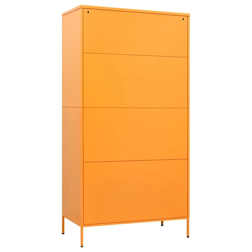 Steel Wardrobe Cabinet Yellow 90cm x 50cm x 180cm with Adjustable Shelves and Hanging Rod