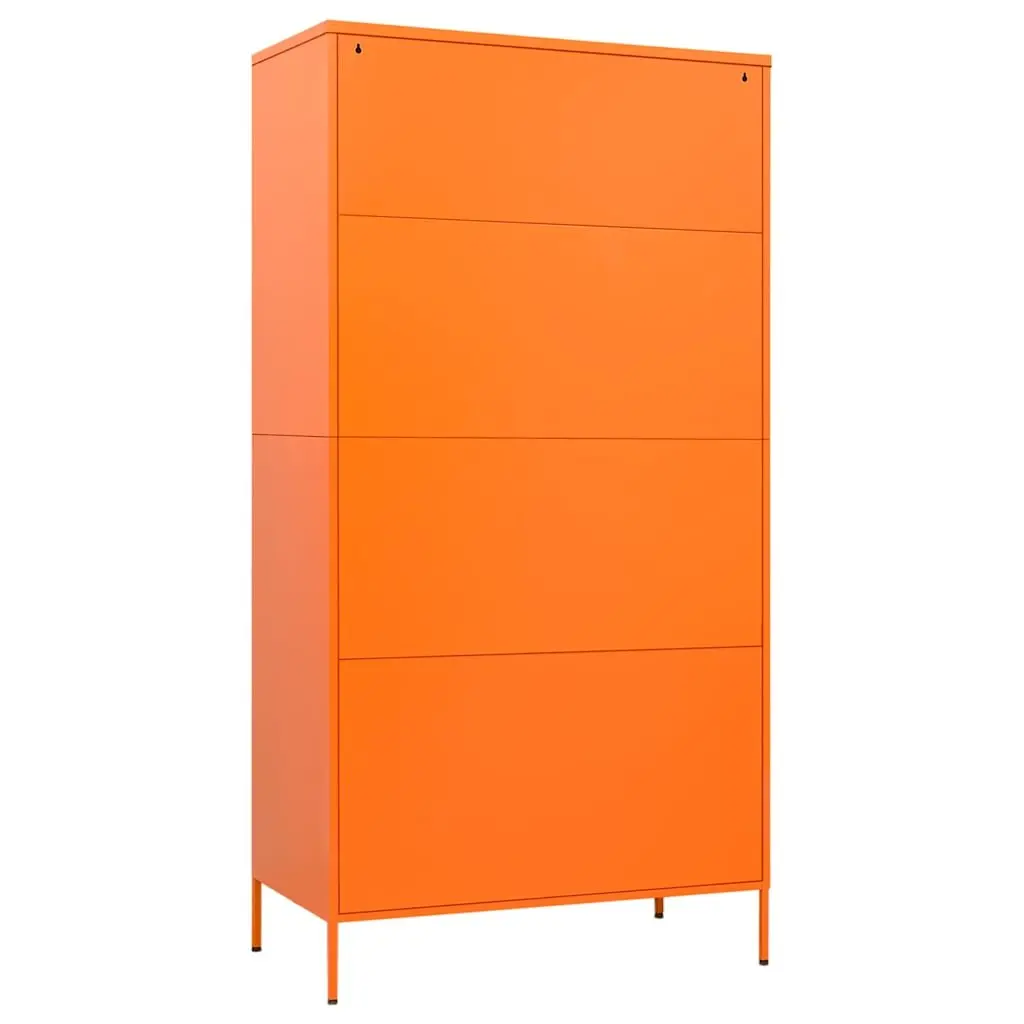 Steel Wardrobe Cabinet Orange 90W x 50D x 180H cm with Hanging Rod and Adjustable Shelves