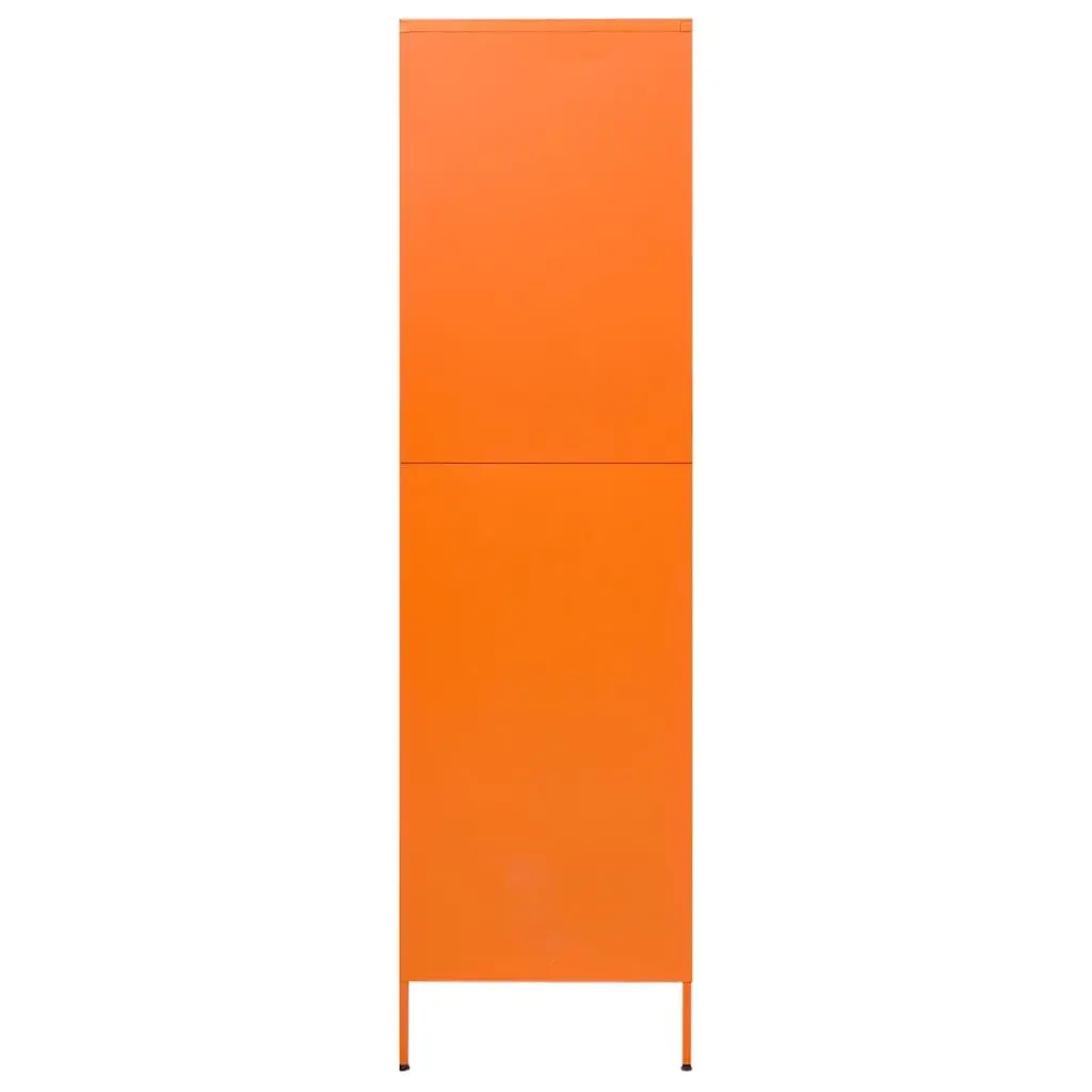 Steel Wardrobe Cabinet Orange 90W x 50D x 180H cm with Hanging Rod and Adjustable Shelves