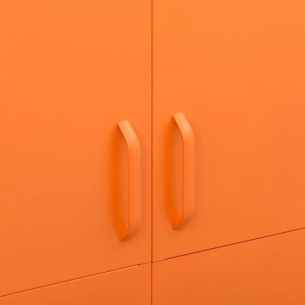 Steel Wardrobe Cabinet Orange 90W x 50D x 180H cm with Hanging Rod and Adjustable Shelves