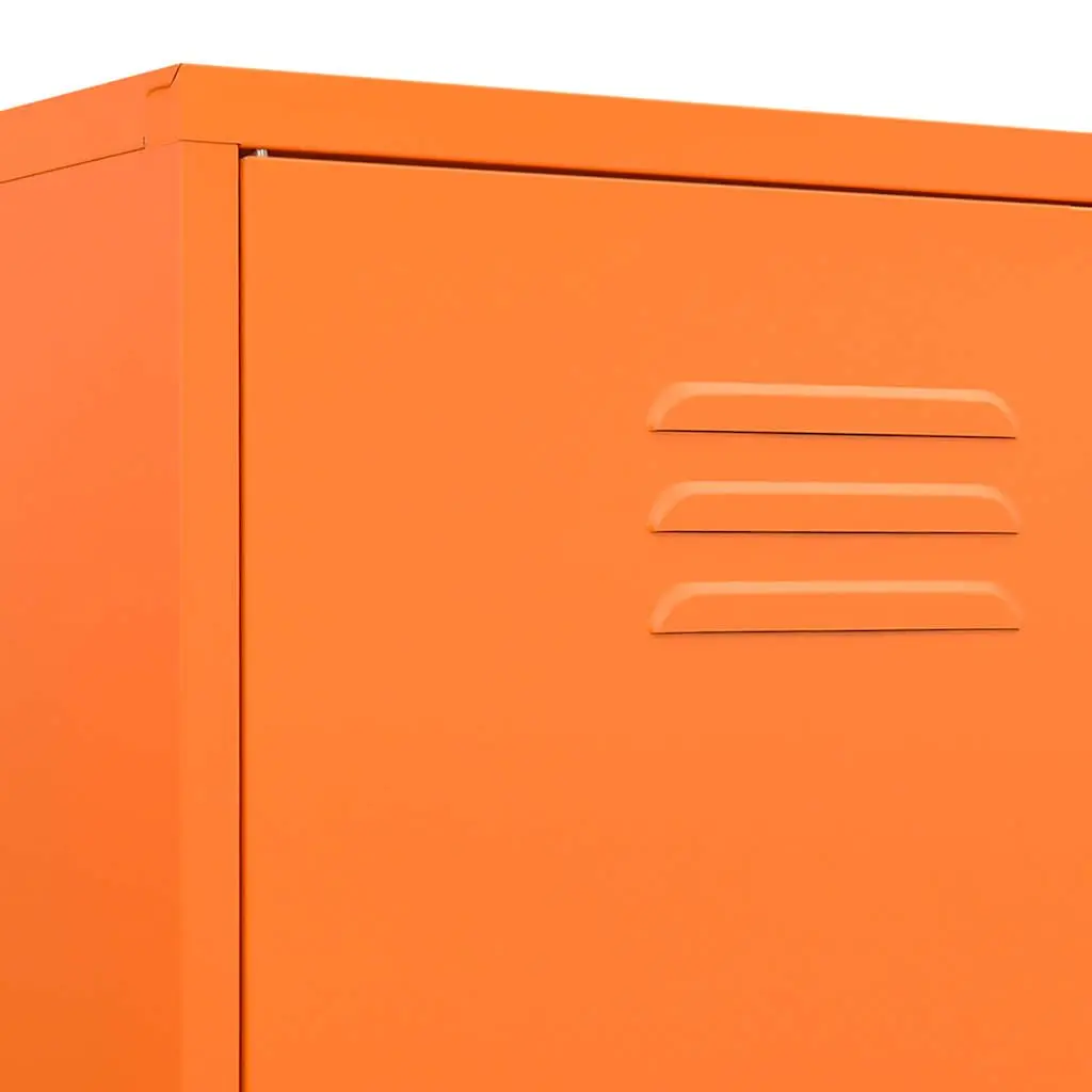 Steel Wardrobe Cabinet Orange 90W x 50D x 180H cm with Hanging Rod and Adjustable Shelves