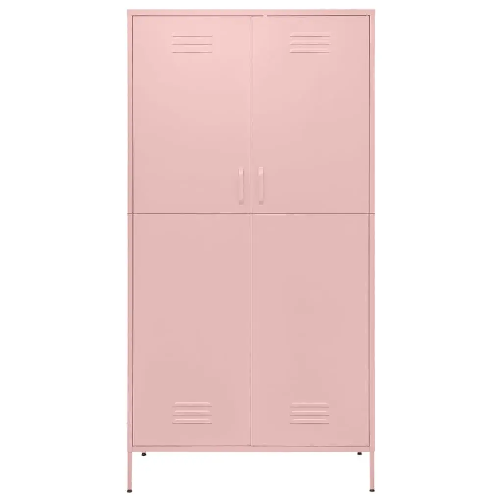 Wardrobe Cabinet Pink 90x50x180cm Steel Storage Cupboard Adjustable Shelves