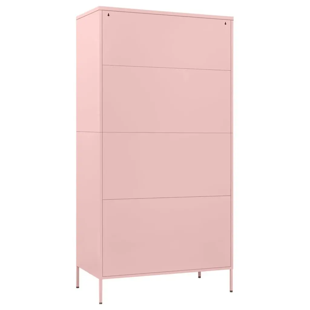 Wardrobe Cabinet Pink 90x50x180cm Steel Storage Cupboard Adjustable Shelves