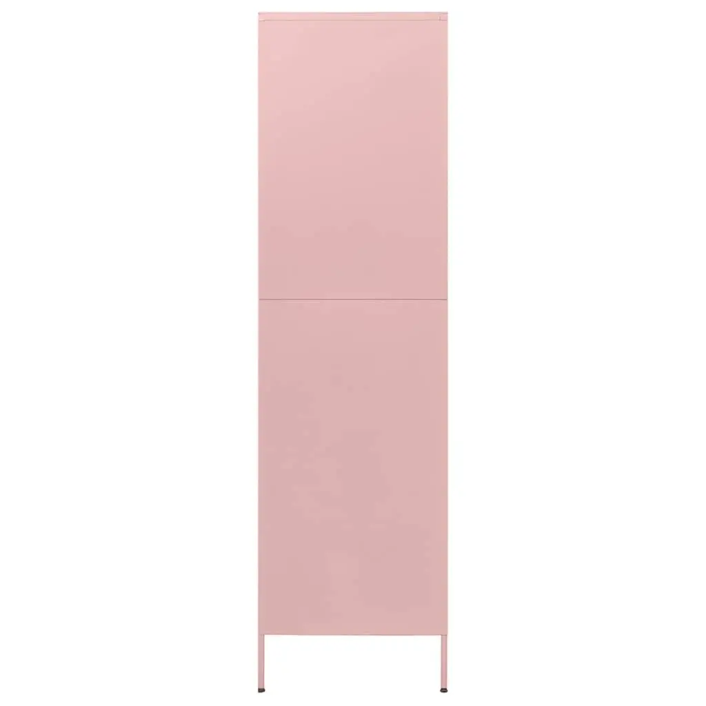 Wardrobe Cabinet Pink 90x50x180cm Steel Storage Cupboard Adjustable Shelves