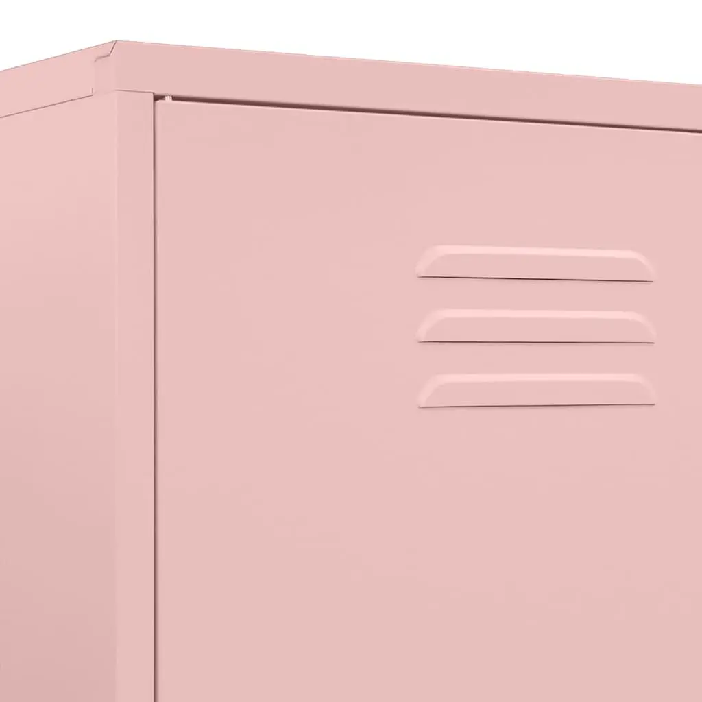 Wardrobe Cabinet Pink 90x50x180cm Steel Storage Cupboard Adjustable Shelves
