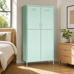 Green Wardrobe Cabinet 90x50x180cm Steel Storage Solution