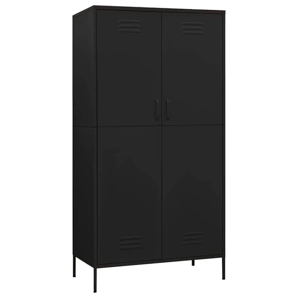 Wardrobe Cabinet Black Steel 90cm x 50cm x 180cm 4 Shelves
