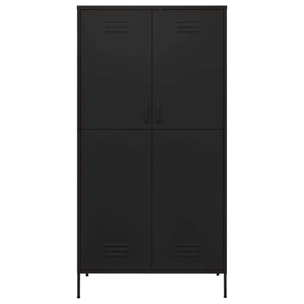 Wardrobe Cabinet Black Steel 90cm x 50cm x 180cm 4 Shelves