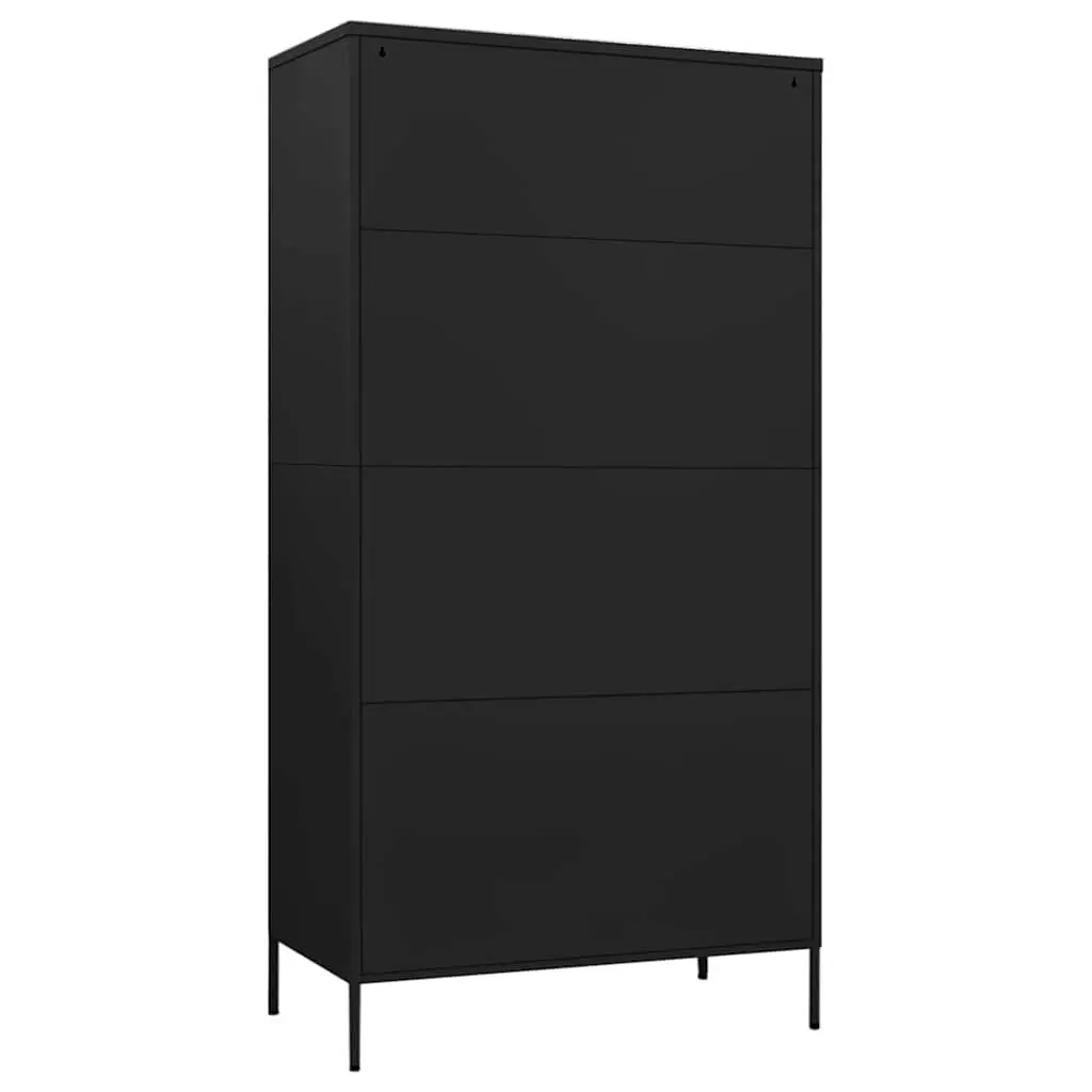 Wardrobe Cabinet Black Steel 90cm x 50cm x 180cm 4 Shelves