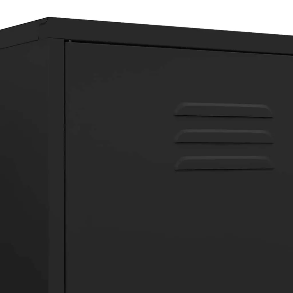 Wardrobe Cabinet Black Steel 90cm x 50cm x 180cm 4 Shelves