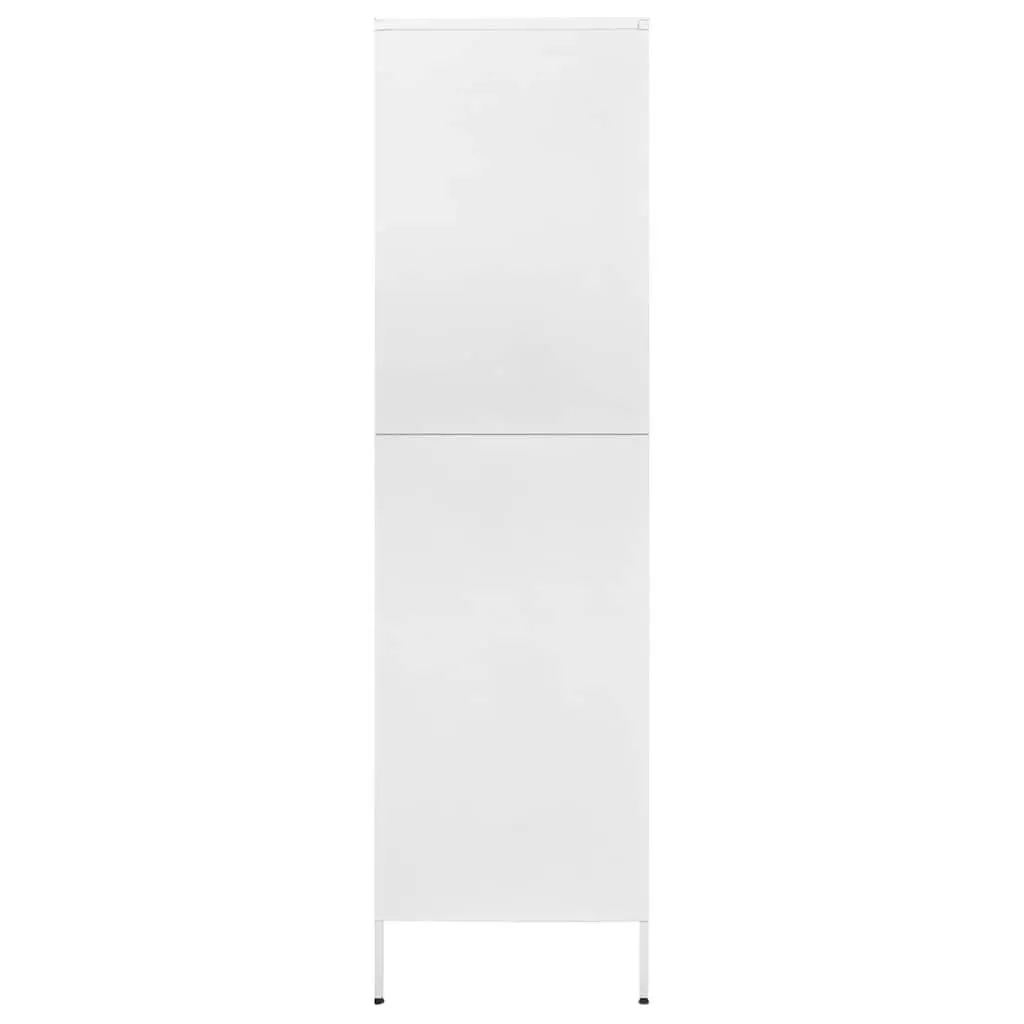 Steel Wardrobe White 90W x 50D x 180H cm 4 Shelves Hanging Rod Storage Cabinet Organiser