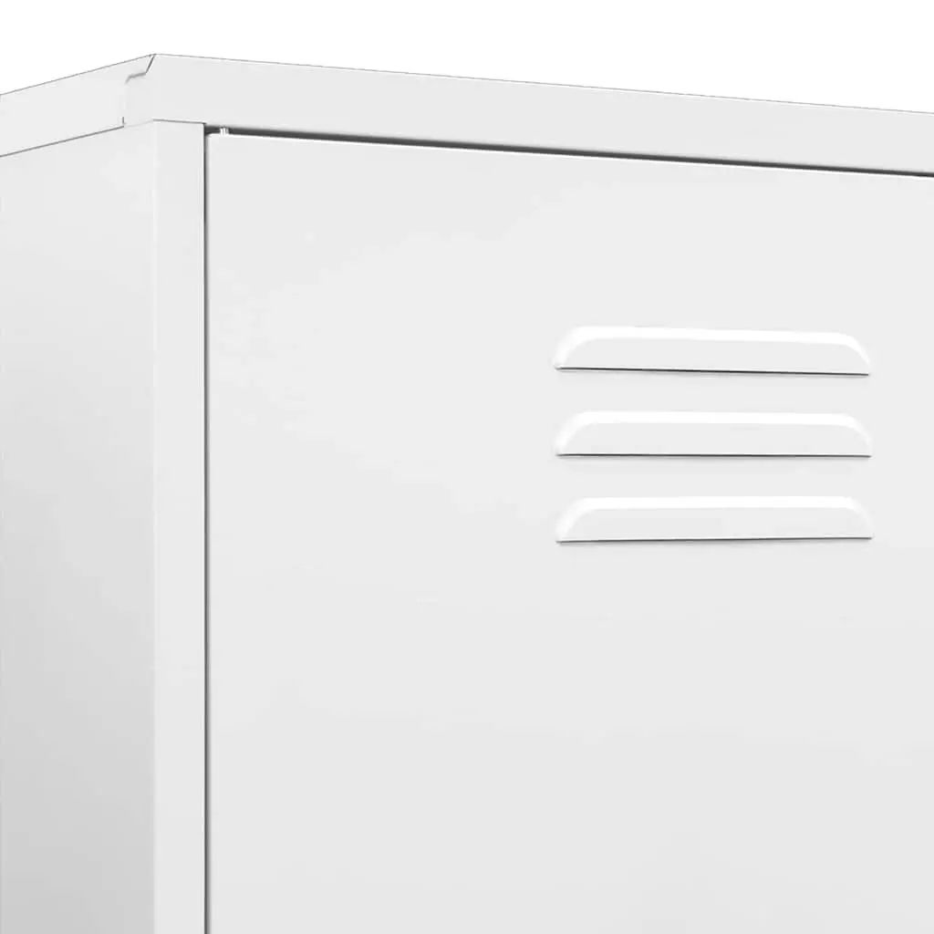 Steel Wardrobe White 90W x 50D x 180H cm 4 Shelves Hanging Rod Storage Cabinet Organiser
