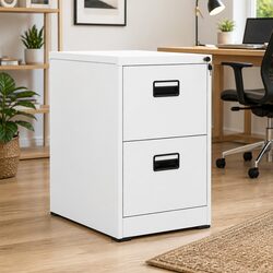 2 Drawer White Steel Filing Cabinet for Office Storage