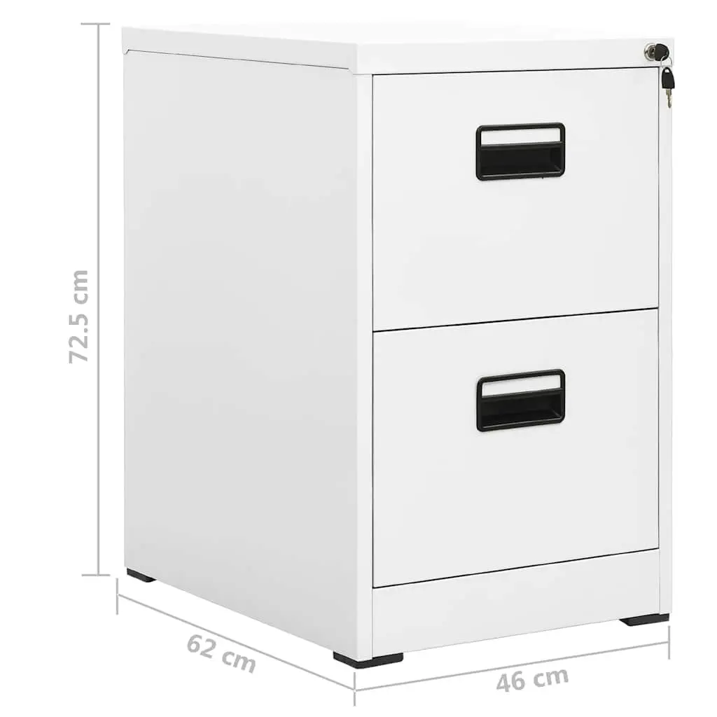 Filing Cabinet Steel White 2 Drawer 46x62x72.5cm