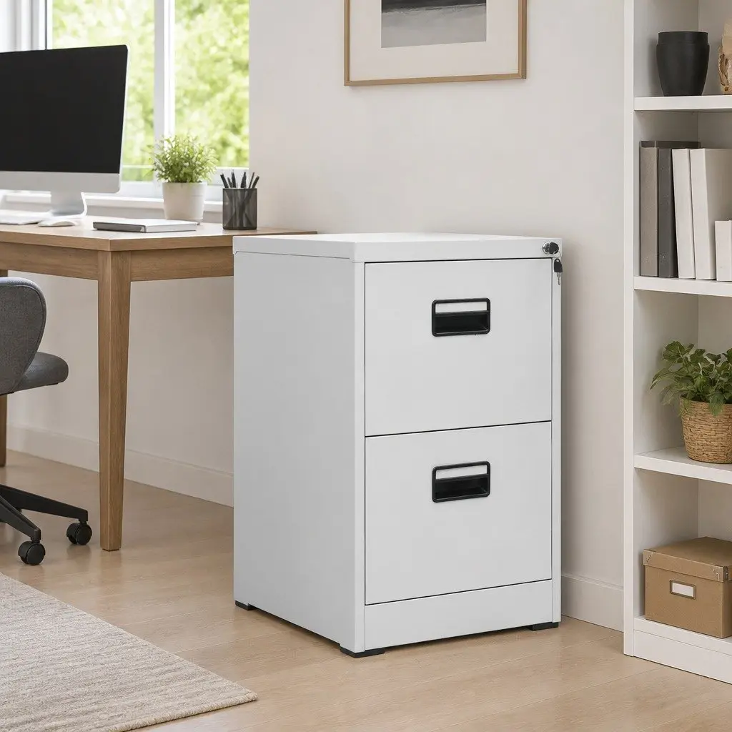 Light Grey Steel 2 Drawer Filing Cabinet for Organizing