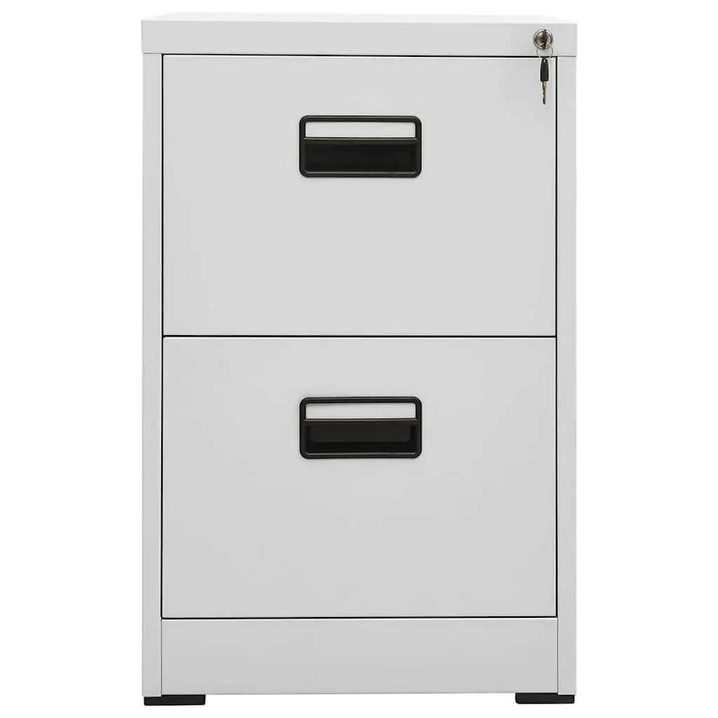 Filing Cabinet Light Grey 2 Drawer Steel Storage Organizer
