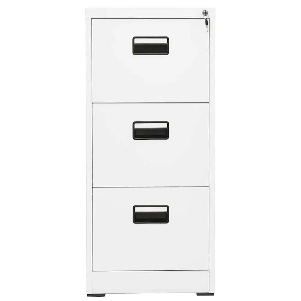 Steel Filing Cabinet White 2 Drawer Lockable Office Storage Home 46x62x102.5cm