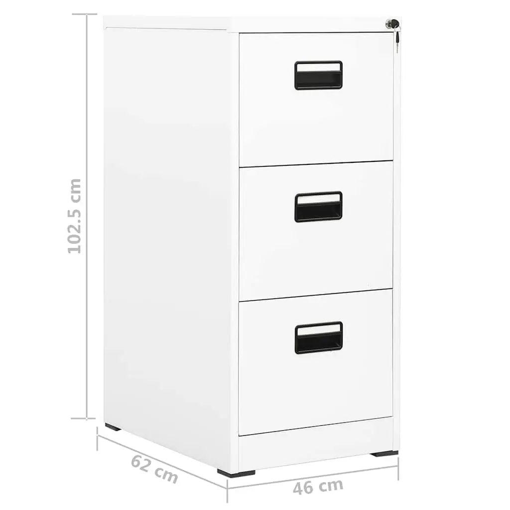 Steel Filing Cabinet White 2 Drawer Lockable Office Storage Home 46x62x102.5cm