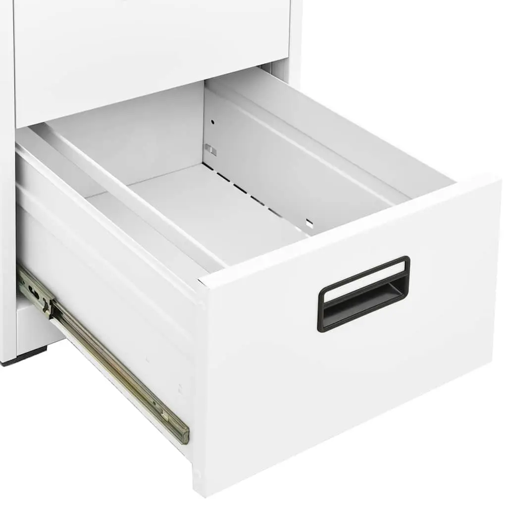 Steel Filing Cabinet White 2 Drawer Lockable Office Storage Home 46x62x102.5cm