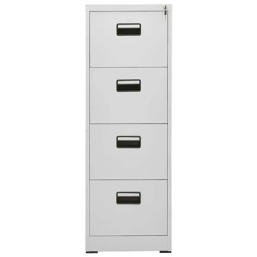 Filing Cabinet Light Grey 2 Drawer Steel Office Storage Lockable File Cabinet
